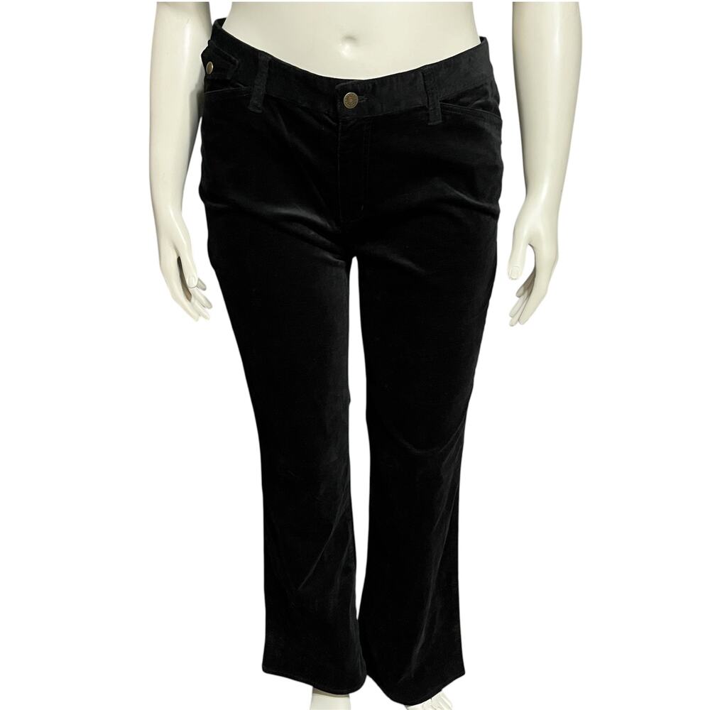 ⭐️Eddie Bauer Women’s Black Velvet Cotton Flared Pants Sz-14